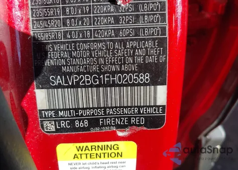 2015 Land Rover Range Rover Evoque Pure z USA, uszkodzony, nr VIN SALVP2BG1FH020588